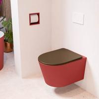 Wandcloset Mondiaz Lavie | Zonder spoelrand | Incl.Toiletzitting-Rust | Keramiek | Fire (rood) Wandcloset Mondiaz Lavie | Zonder spoelrand | Incl.Toiletzitting-Rust | Keramiek | Fire (rood)
