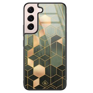 Samsung Galaxy S22 glazen hardcase - Kubus groen