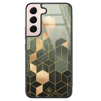 Samsung Galaxy S22 glazen hardcase - Kubus groen
