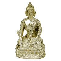 Minibeeldje Saraswati Boeddha Verzilverd - 4 cm