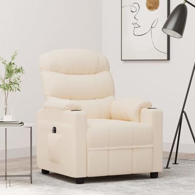 Fauteuil verstelbaar elektrisch stof crèmekleurig