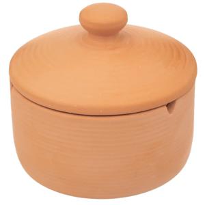 Asbak met stijlvolle deksel - Terracotta - D13 cm - steenrood - voor binnen/balkon/serre