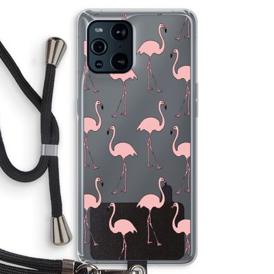 Anything Flamingoes: Oppo Find X3 Transparant Hoesje met koord