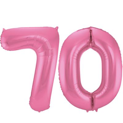 Folat Verjaardag Leeftijd folieballon - 70 jaar - roze - 86 cm - cijferballon groot