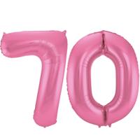 Folat Verjaardag Leeftijd folieballon - 70 jaar - roze - 86 cm - cijferballon groot