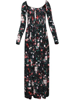 Rabanne robe longue à roses imprimées - Noir