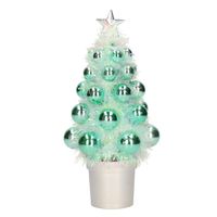 Mini kunst kerstboompje mint groen met kerstballen 19 cm - Kunstkerstboom