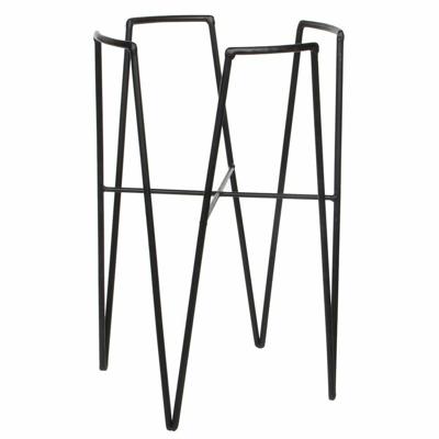 Mica Decorations - bloempot plantenpot standaard verhoger - zwart - D25 x H38 cm - metaal