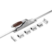 De Oude Deurklink Raam Espagnolet retro palissander met stangenset mat nikkel De Oude Deurklink Raam Espagnolet retro palissander met stangenset mat nikkel