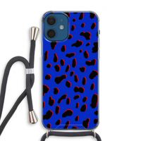 Blue Leopard: iPhone 12 Transparant Hoesje met koord