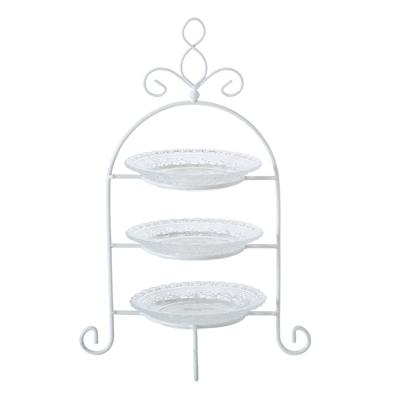 Boltze Etagere - 3 - laags - wit - 30 x 23 cm - metaal en glas