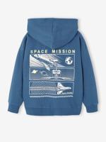 Sweater met capuchon jongen fleece oceaanblauw