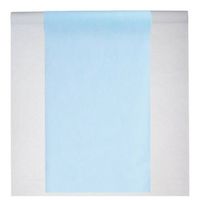 Feest tafelkleed met loper op rol - wit/lichtblauw - 10 meter - Feesttafelkleden - thumbnail