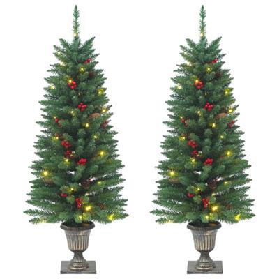 VidaXL Kunstkerstbomen 2 st 100 led&apos;s 120 cm groen