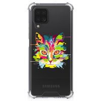 Samsung Galaxy A12 Stevig Bumper Hoesje Cat Color