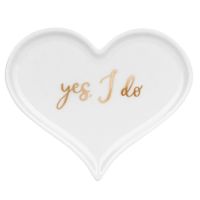 Bruiloft/huwelijk trouwringen schaaltje hart - Yes I do - 13 x 11 cm - alternatief ringkussen