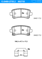 Remblokkenset, schijfrem ATE, u.a. für Saab, Vauxhall, Opel, Chevrolet