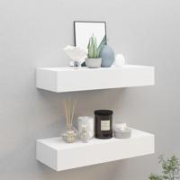 Wandschappen 2 st met lade 60x23,5x10 cm MDF wit