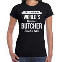 Worlds greatest butcher t-shirt zwart dames - Werelds grootste slager cadeau - thumbnail