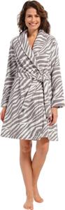 Zebra damesbadjas taupe - fleece-(44-46) L