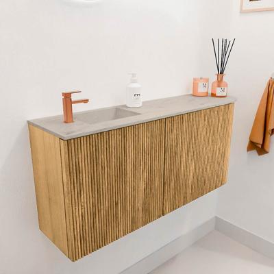 Toiletmeubel Mondiaz Joya Dlux | 91.6 cm | Meubelkleur Oak | Faye wastafel Opalo Wasbak Links | 1 kraangat