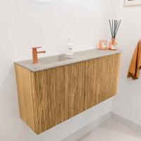 Toiletmeubel Mondiaz Joya Dlux | 91.6 cm | Meubelkleur Oak | Faye wastafel Opalo Wasbak Links | 1 kraangat