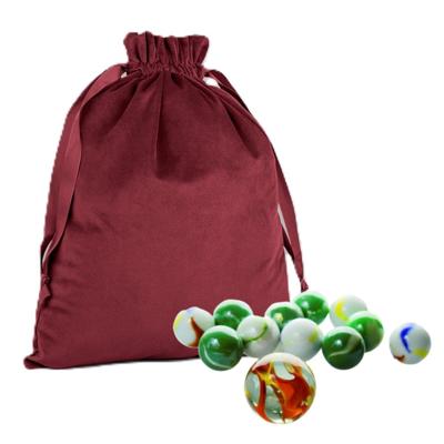 Knikkerzak met trekkoord - velvet - rood - 24 x 17 cm - luxe Knikkerzak met trekkoord - velvet - rood - 24 x 17 cm - luxe