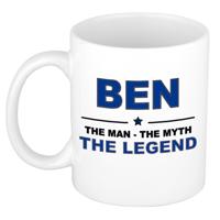 Ben cadeau mok - man myth legend - naam koffiemok / beker - wit en blauw - 300 ml