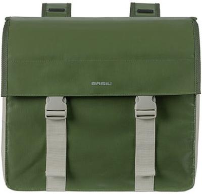 Basil urban load dubbele fietstas - waterdicht tarpaulin/polyester - groen/zand - 48-53l