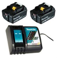 Makita accessoires power-source-kit 199480-6 - 2x accu bl1860b 18v 6,0ah met accu indicator + oplader dc18rc - 199480-6