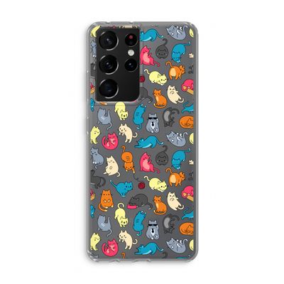 Kleurrijke katten: Samsung Galaxy S21 Ultra Transparant Hoesje