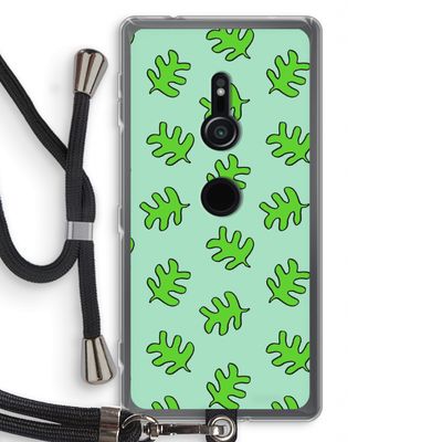 Groene blaadjes: Sony Xperia XZ2 Transparant Hoesje met koord