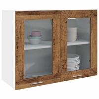 Hangkast Lyon 80x31x60 cm bewerkt hout oud houtkleurig