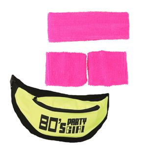 Foute 80s/90s party verkleed accessoire set - neon roze - jaren 80/90 thema feestje