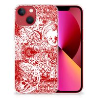 Silicone Back Case Apple iPhone 13 Angel Skull Rood - thumbnail