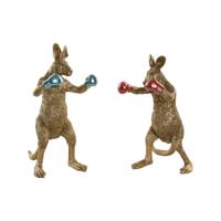 Decoratieve figuren Home ESPRIT Blauw Rood Gouden Kangoeroe 23 x 25 x 40,5 cm (2 Stuks)