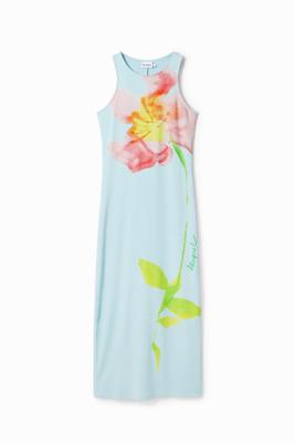 Midi-jurk bloem - BLUE - L