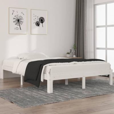 Bedframe massief grenenhout wit 140x200 cm