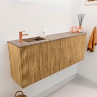 Toiletmeubel Mondiaz Joya Dlux | 111.6 cm | Meubelkleur Oak | Faye wastafel Arena Wasbak Links | 1 kraangat