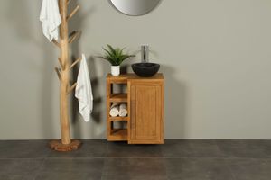 Toiletmeubel Hout Kerinci 60 cm Hangend Deur Rechts Massief Teakhout