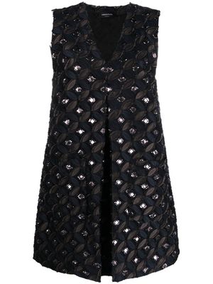 Fabiana Filippi robe courte à ornements en cristal - Bleu