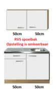 Keukenblok 100cm met wandkasten en rvs blad RAI-4488 - thumbnail