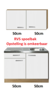 Keukenblok 100cm met wandkasten en rvs blad RAI-4488