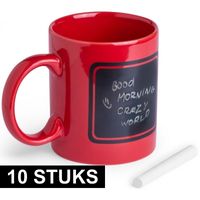 10x Luxe krijt koffie mokken rood   -