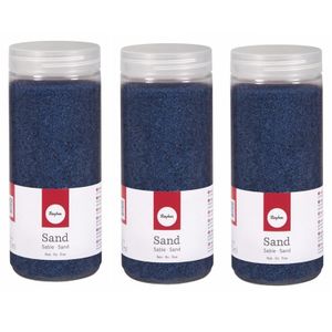 3x Fijn decoratie zand blauw 475 ml