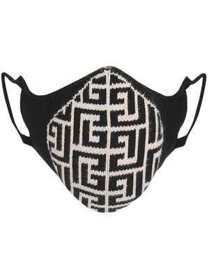 Balmain masque en maille à motif monogrammé - Noir