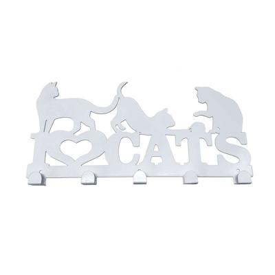Wandkapstok Versa Wit Metaal Ijzer Katten 2 X 17 X 39 CM