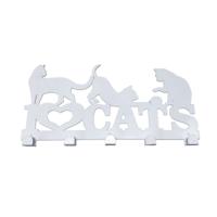 Wandkapstok Versa Wit Metaal Ijzer Katten 2 X 17 X 39 CM