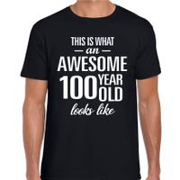 Awesome 100 year / 100 jaar cadeau t-shirt zwart heren