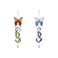 Wanddecoratie Home ESPRIT Blauw Oranje Vlinder Shabby Chic 23 x 13 x 90 cm (2 Stuks)